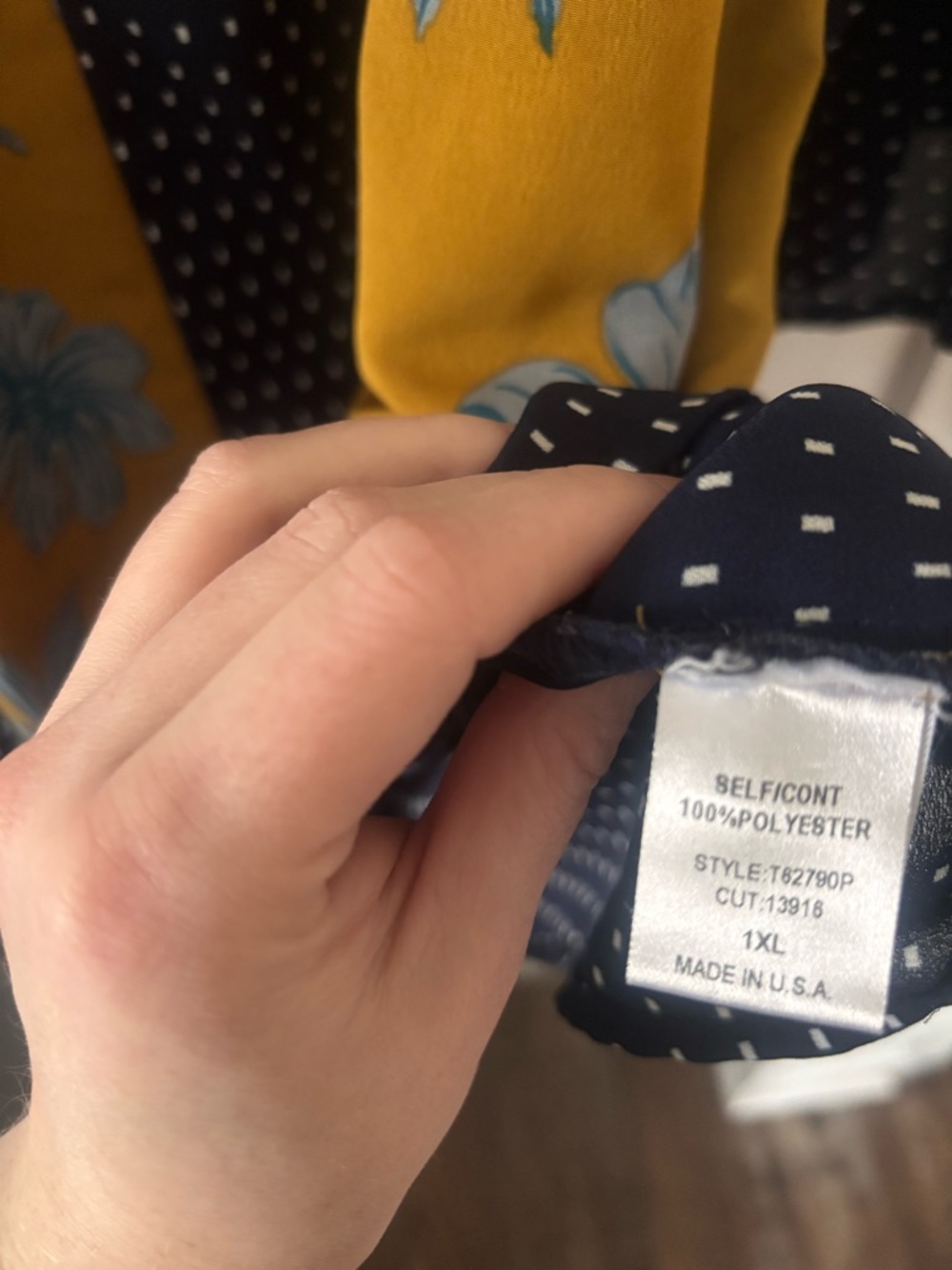Boutique Mixed-Print Floral Tunic 🌼 Mustard & Navy | ODDY 1XL NWOT Boho Chic - Picture 4 of 5